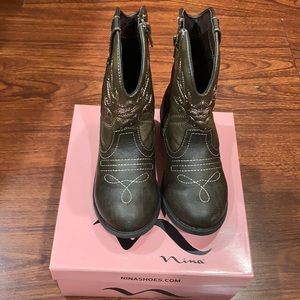 Cowgirl Boots in Brown with Pink Stitching